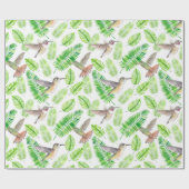 Papier Cadeau Colibris et feuilles tropicaux (Plat)