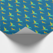 Papier Cadeau Colibris exotiques bleus (Coin)