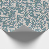 Papier Cadeau Colibris feuillage bleu vintage (Coin)