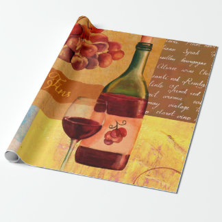 Papier Cadeau collage à vin de style vintage avec tirage à l'aqu