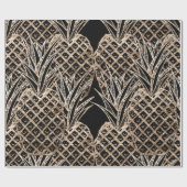 Papier Cadeau Collage d'ananas de feuille d'or de Faux (Plat)