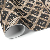 Papier Cadeau Collage d'ananas de feuille d'or de Faux (Coin rond)