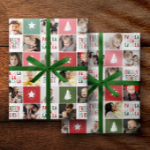 Papier Cadeau Collage de 28 photos Merry & Bright Fa La Christma