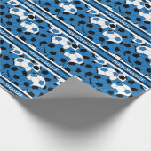 Papier Cadeau Collage de balle de football bleu (Coin)