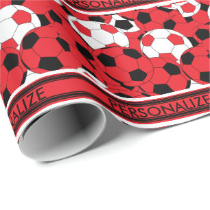 Papier Cadeau Collage de balle de football rouge
