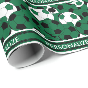 Papier Cadeau Collage de balle de football vert foncé