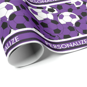 Papier Cadeau Collage de balle de football violet profond
