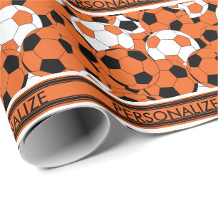 Papier Cadeau Collage de balle de soccer orange