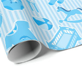 Papier Cadeau Collage de bleu de bébé (Coin rond)