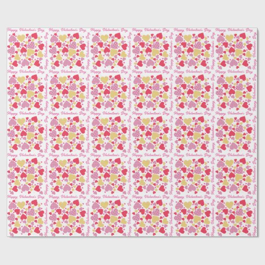 Papier Cadeau Collage de coeur couleur Heureuse Sainte-Valentin (Plat)