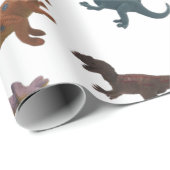 Papier Cadeau Collage de dinosaures en plastique (Coin rond)