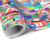 Papier Cadeau Collage de drapeau du monde (Coin rond)