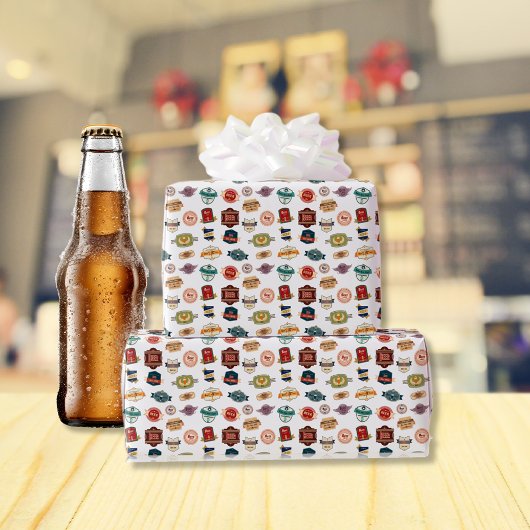 Papier Cadeau Collage de Étiquettes de bière fantaisie