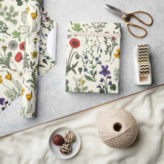 Papier Cadeau Collage de fleurs sauvages (Artisanat)