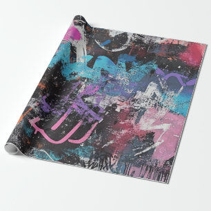 Papier Cadeau Collage de graffiti urbain avec des couleurs vives