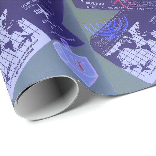 Papier Cadeau Collage de Hanoukka (Coin rond)