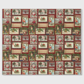 Papier Cadeau Collage de la carte de Noël victorienne antique (Plat)
