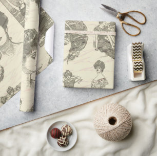 Papier Cadeau Collage de la page de découpage pour filles vintag