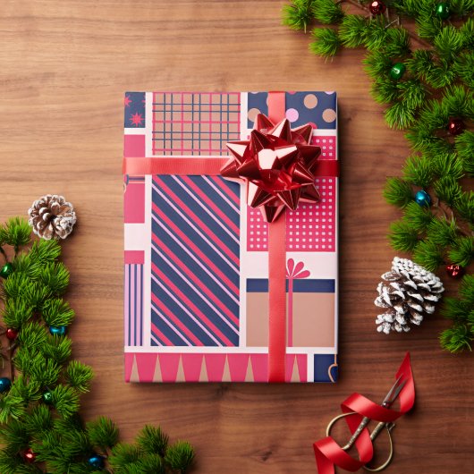 Papier Cadeau 🎄Collage de Noël Classique Festif (Cadeau de vacances)