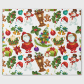 Papier Cadeau Collage de Noël coloré Festif (Plat)