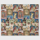 Papier Cadeau Collage de Noël de cartes postales anciennes Jesus (Plat)