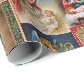 Papier Cadeau Collage de Noël de cartes postales anciennes Jesus (Coin rond)