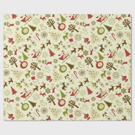 Papier Cadeau Collage de Noël rétro (Plat)