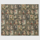 Papier Cadeau Collage de Noël Retro Père Noël et Victorian (Plat)