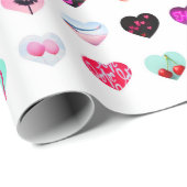 Papier Cadeau Collage de photos du coeur (Coin rond)