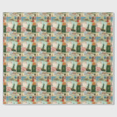 Papier Cadeau collage de voyage vintage moderne (Plat)