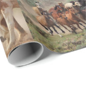 Papier Cadeau Collage des chevaux (Coin rond)