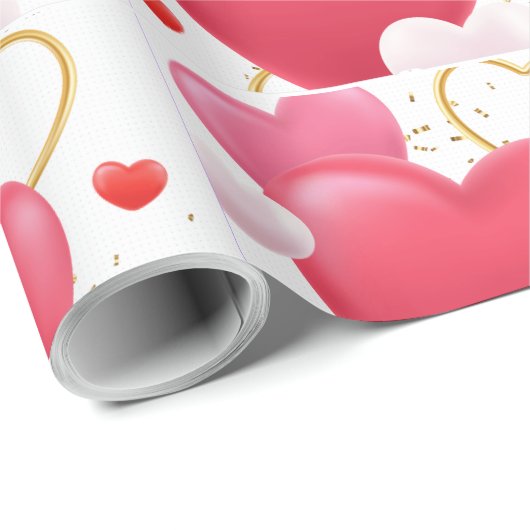 Papier Cadeau Collage des coeurs (Coin rond)