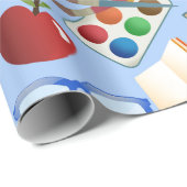 Papier Cadeau Collage des fournitures scolaires (Coin rond)