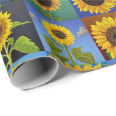 Papier Cadeau Collage des tournesols (Coin rond)