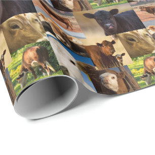 Papier Cadeau Collage des vaches occidentales