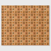 Papier Cadeau Collage du timbre de Thanksgiving (Plat)