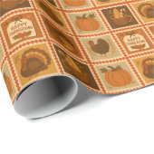 Papier Cadeau Collage du timbre de Thanksgiving (Coin rond)