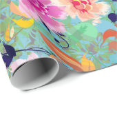 Papier Cadeau Collage floral coloré (Coin rond)