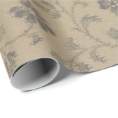 Papier Cadeau Collage floral Vintage antique (Coin rond)