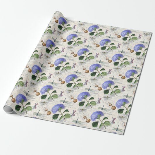 Papier Cadeau Collage Hydrangea (Déroulé)