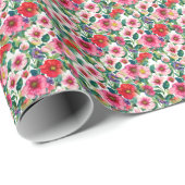 Papier Cadeau Collage, motif de fleurs peintes, aquarelle 2 (Coin rond)