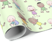 Papier Cadeau Collage multi-racial Babies (Coin rond)