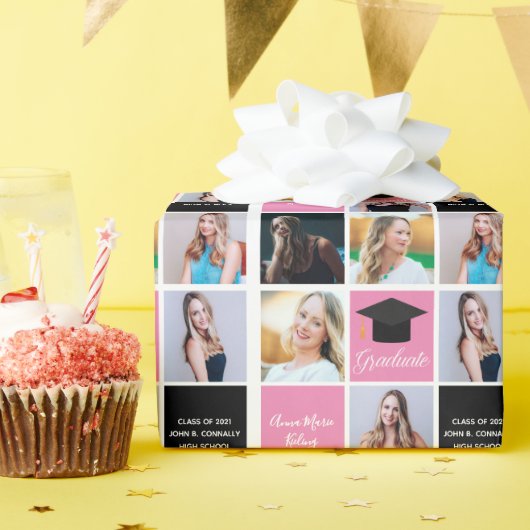 Papier Cadeau Collage photo 2023 Chic Rose Custom (Fête d'anniversaire)