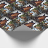 Papier Cadeau Collage photo de cheval Brown, Papier d'enveloppem (Coin)