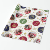 Papier Cadeau Collage photo de famille de joueurs Noël Blanc (Déroulé)