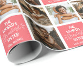 Papier Cadeau Collage photo de la plus grande soeur du monde (Coin rond)