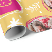 Papier Cadeau Collage photo de Noël Jaune brillant (Coin rond)