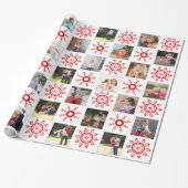 Papier Cadeau Collage photo et flocons rouges Noël (Déroulé)