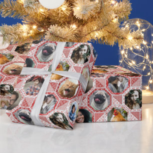 Papier Cadeau Collage Photo Famille Couette Rouge Look 28 Photos