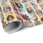 Papier Cadeau Collage photo Stripes simples Anniversaire (Coin rond)